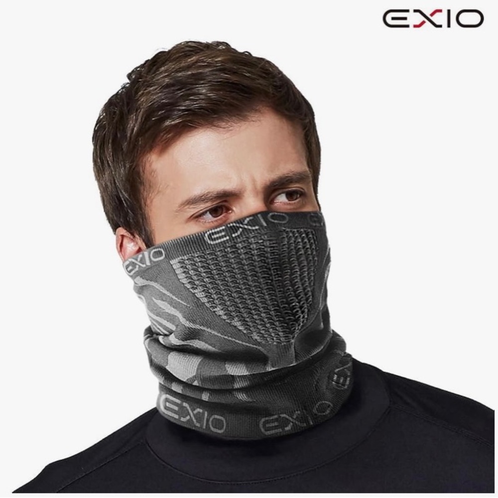 10/$13 NIP EXIO unisex face /neck cover - black:gray